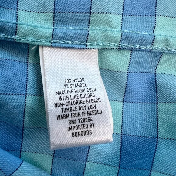 Bonobos Mens XXL Button-Up Long Sleeve Shirt Long Standard Fit Blue Green Plaid - Picture 9 of 11